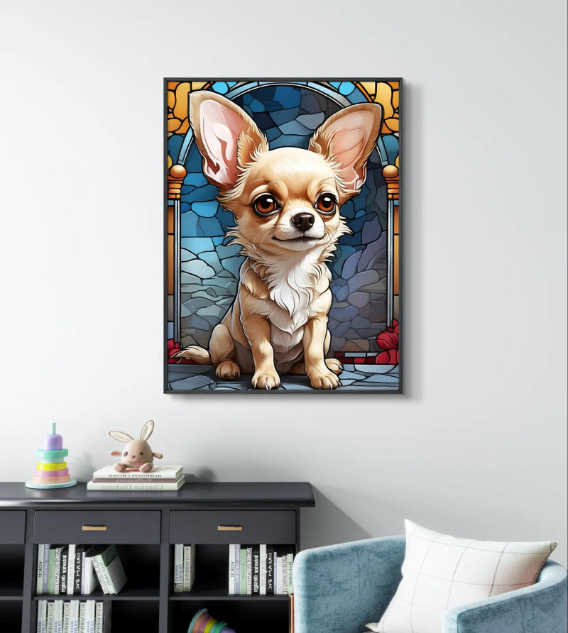 Description Picture 3 of itemChihuahua 5D Diamond Painting Cartoon Pet Dog Picture DIY Diamond Embroidery Cross Stitch Children's Gift Bedroom Wall Decor