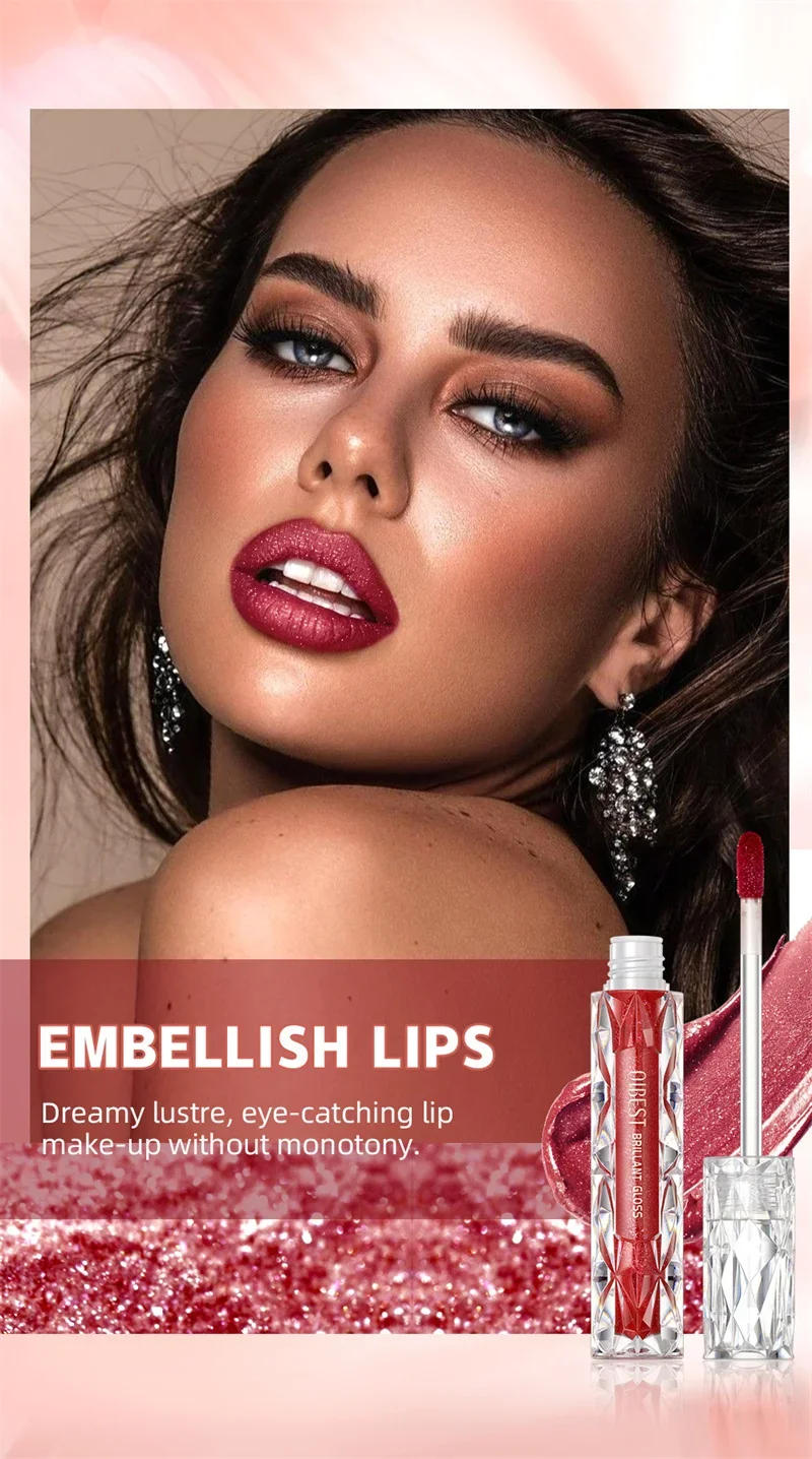 Description Picture 6 of itemGlitter Diamond Liquid Lipstick Non-stick Cup Non-fading Lip Gloss Moisturizes Pearlescent Lip Glaze  Women Sexy Lip Tint Makeup