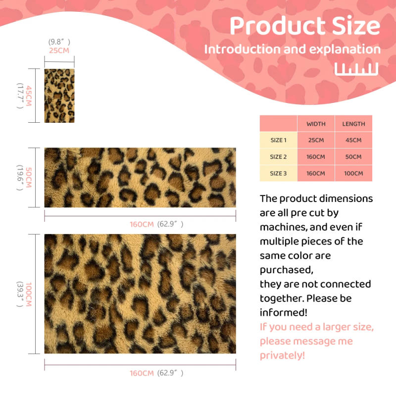 Description Picture 5 of item1mm pile Vintage Leopard Tiger Artificial Fur Fabric For Handmade Craft Clothing Bag Hair Accessories DIY Quilting Materials