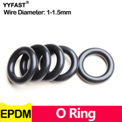CS 1/1.5mm,EPDM O Rings Outer Diameter 3-100mm Acid and Alkali Resistance Water Resistance Friction Resistance Black,OD 3-100mm