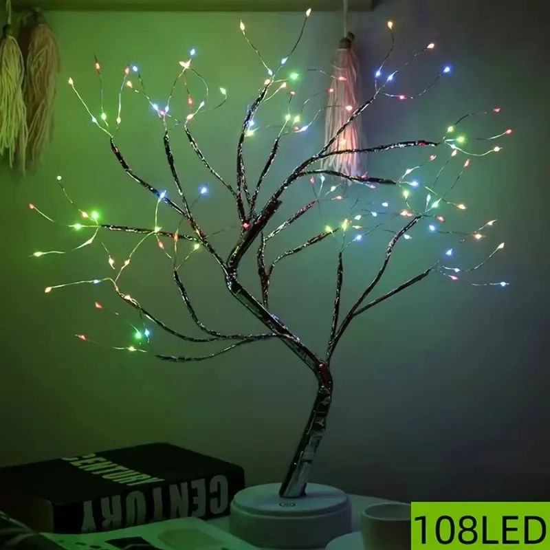 Description Picture 2 of item1PC Colorful Bonsai 108 LED Tree Light With Battery&USB Power Operated Suitable For Home Bedroom Christams Decoration