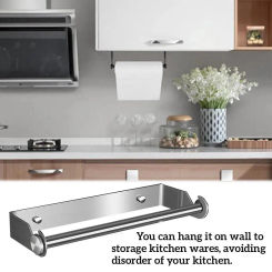 Stainless Steel Paper Towel Holder Punch-Free Towel Rack Wall Mounted Roll Paper Stand for Bathroom Kitchen