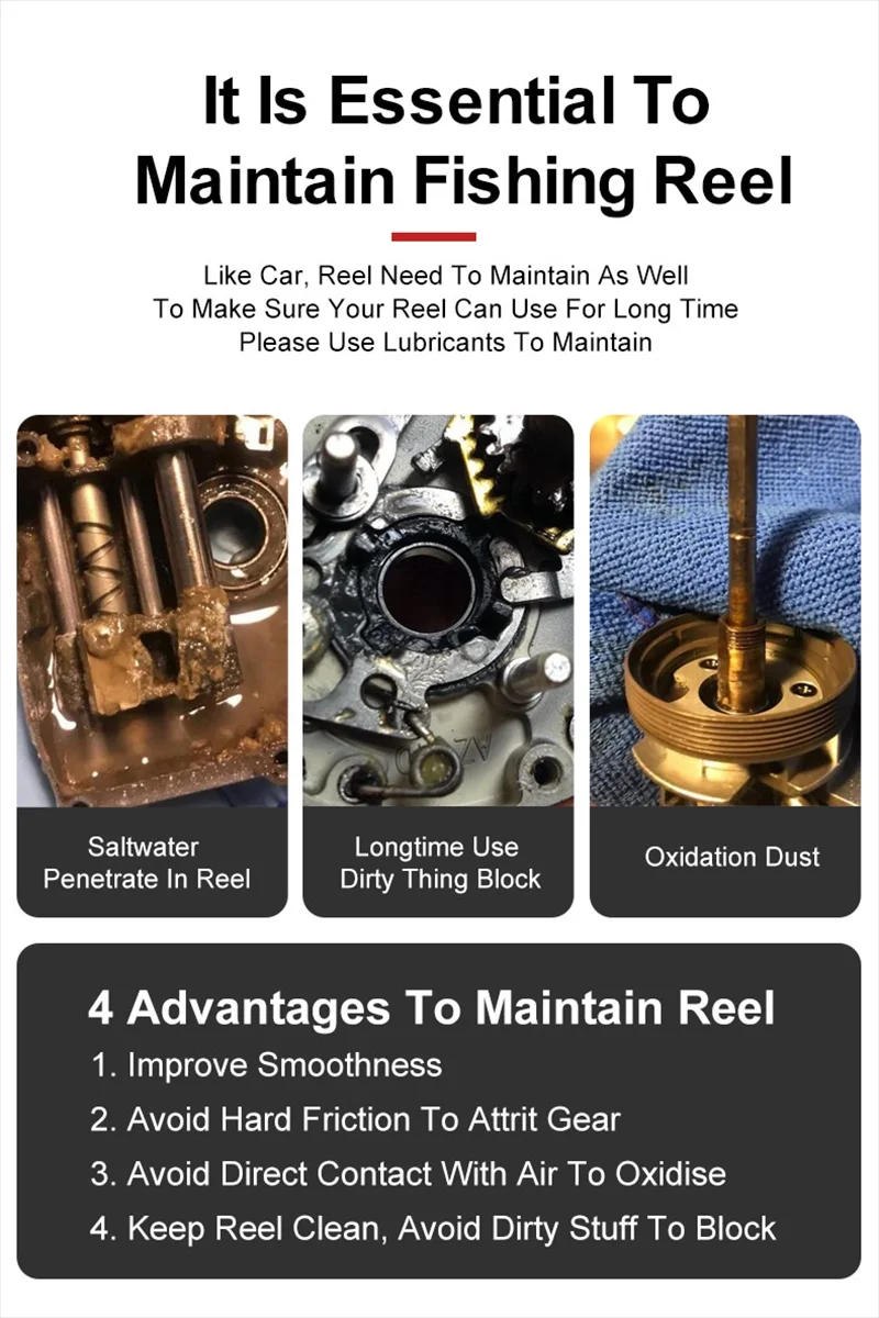 Description Picture 3 of itemSEASIR Protective Grease (20ml) + Lubricant Oil For Fishing Reel Bearing Maintenance Oil Fishing Tool (20ml X 2 Pcs)