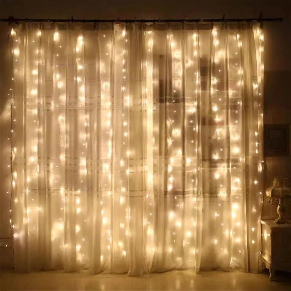 Description Picture 2 of item3M LED Curtain Garland on The Window USB String Lights Fairy Festoon Remote Control Christmas Wedding Decorations for Home Room