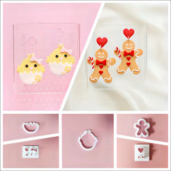 Lovely Gingerbread Man Little Yellow Egg Chick Mini Bow Shape Polymer Cutters Clay Molds For DIY Earrings Jewelry Decoration