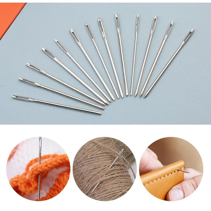 Description Picture 6 of itemKnitters Wool Large Eye Blunt Needles Leather Sewing Needle Gold Needle Embroidery Tapestry Hand Sewing Tools Crochet Kit