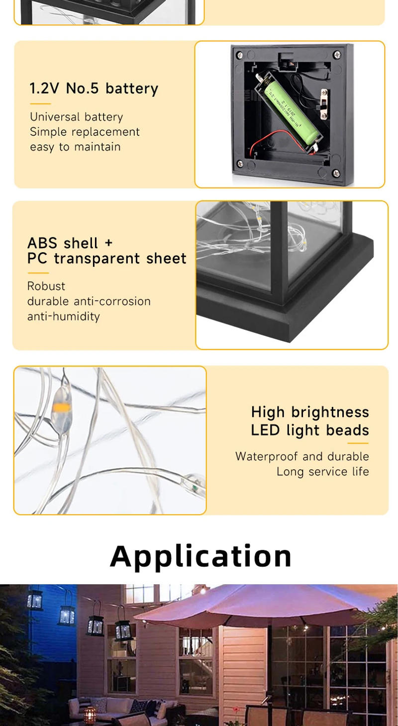 Description Picture 6 of itemSolar Outdoor Lights Star Copper Wire Lamp Waterproof Solar Lights Retro Flickering Hanging Lantern Garden Landscape Lighting