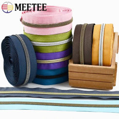 2/3/5/8M Meetee 5# Nylon Coil Zipper Tape Bag Pocket Closures Zippers By The Meter Zip Repair Kit DIY Clothes Sewing Accessories