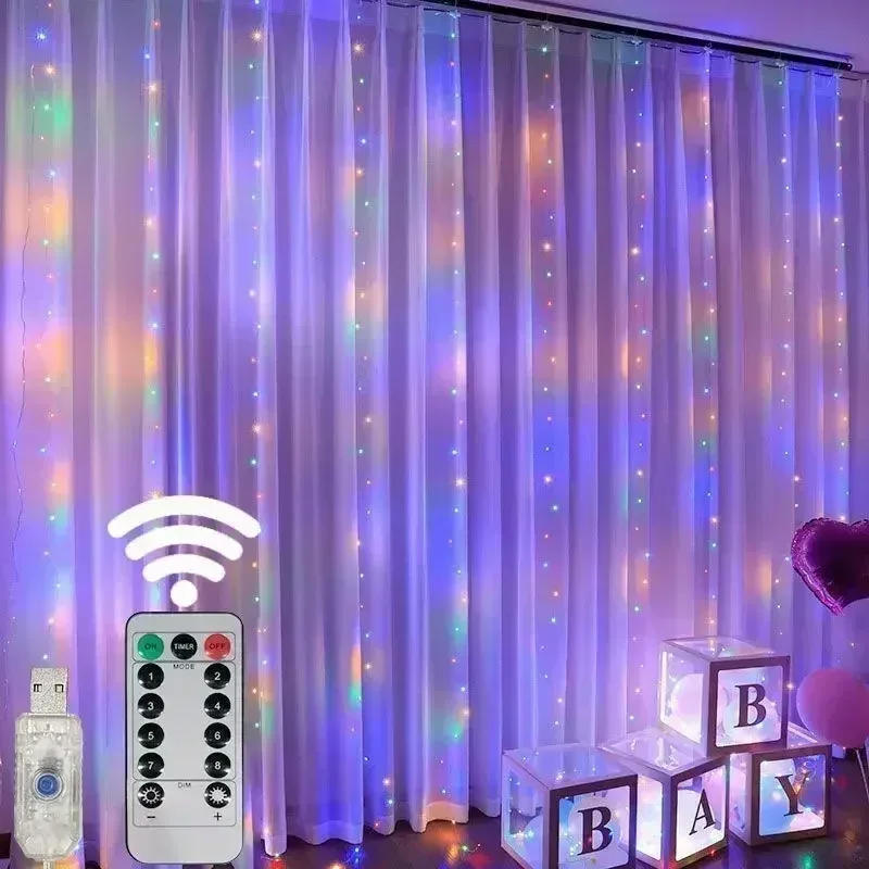 Description Picture 5 of item6/3M LED Curtain String Light USB Powered Wedding Fairy Lights Garland For Christmas New Year Garden Party Camping Terrace Decor