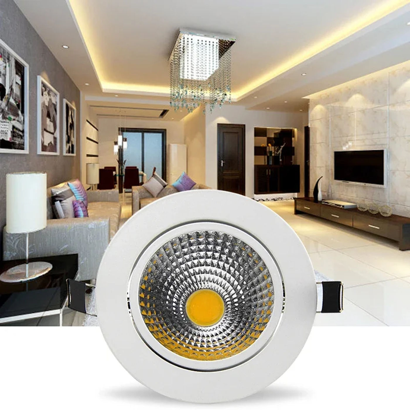 Description Picture 3 of itemCRI90 Dimmable Embedded LED Downlights Angle Adjustable AC90-260V 5W/7W9W12W/15W18W20W Aluminum COB Spotlights Ceiling lamp