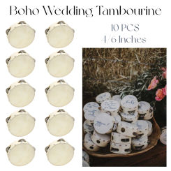 3-12PCS Tambourine Wedding Drum DIY Bridal Favors Rustic Noise Makers Bell Birch Metal Jingles Percussion Guest Gift 4/6 Inch