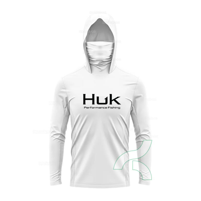 Description Picture 4 of itemHUK Fishing Shirt Summer Long Sleeve Fishing Hooded Shirts With Face Mask Fish Clothing Outdoor Sun Protection T-shirts UPF 50+