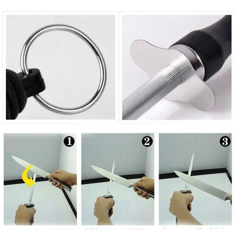 Description Picture 3 of itemProfessional Carbon Steel Knife Sharpener Rod Durable Knife Grinder with ABS Handle Sharpening Blade Rod Knife Kitchen Tool