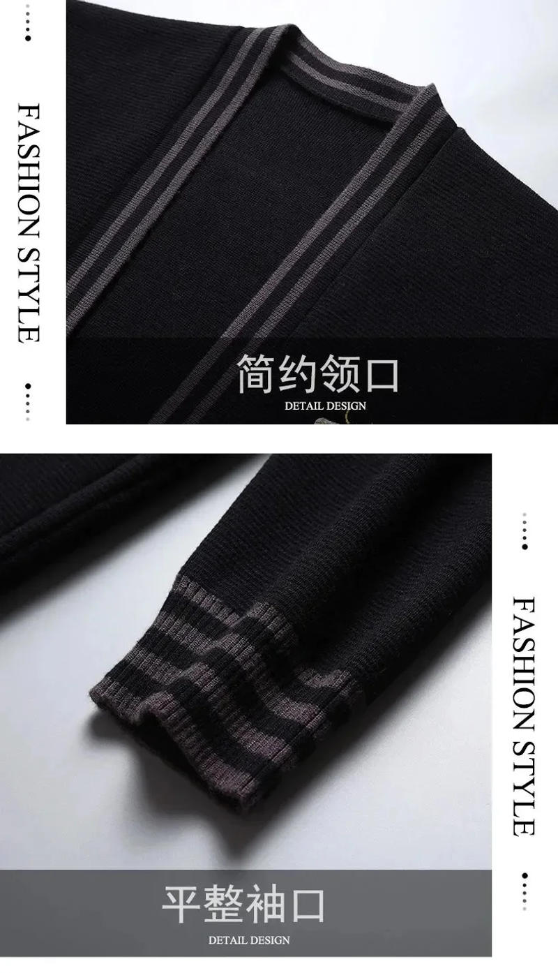 Description Picture 4 of itemHigh quality bee embroidery knitted cardigan men's spring and autumn new trend leisure sweater coat fashion