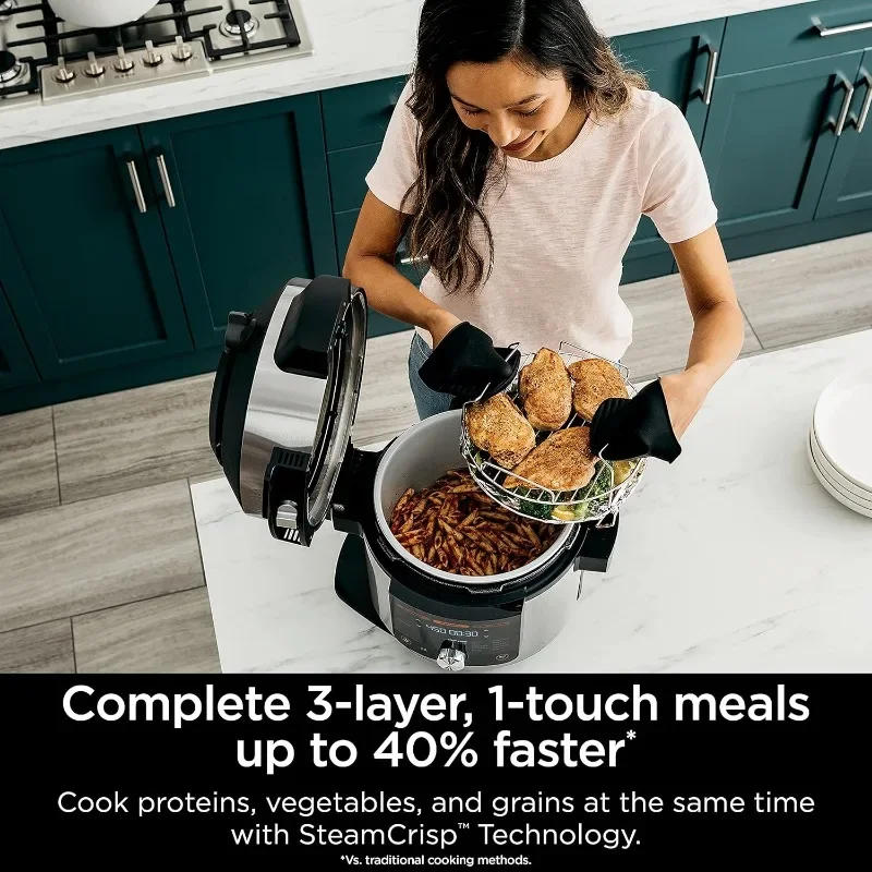 Description Picture 6 of itemNinja OL601 Foodi XL 8 Qt. Pressure Cooker Steam Fryer with SmartLid, 14-in-1 that Air Fries, Bakes & More with 3-Layer Capacity