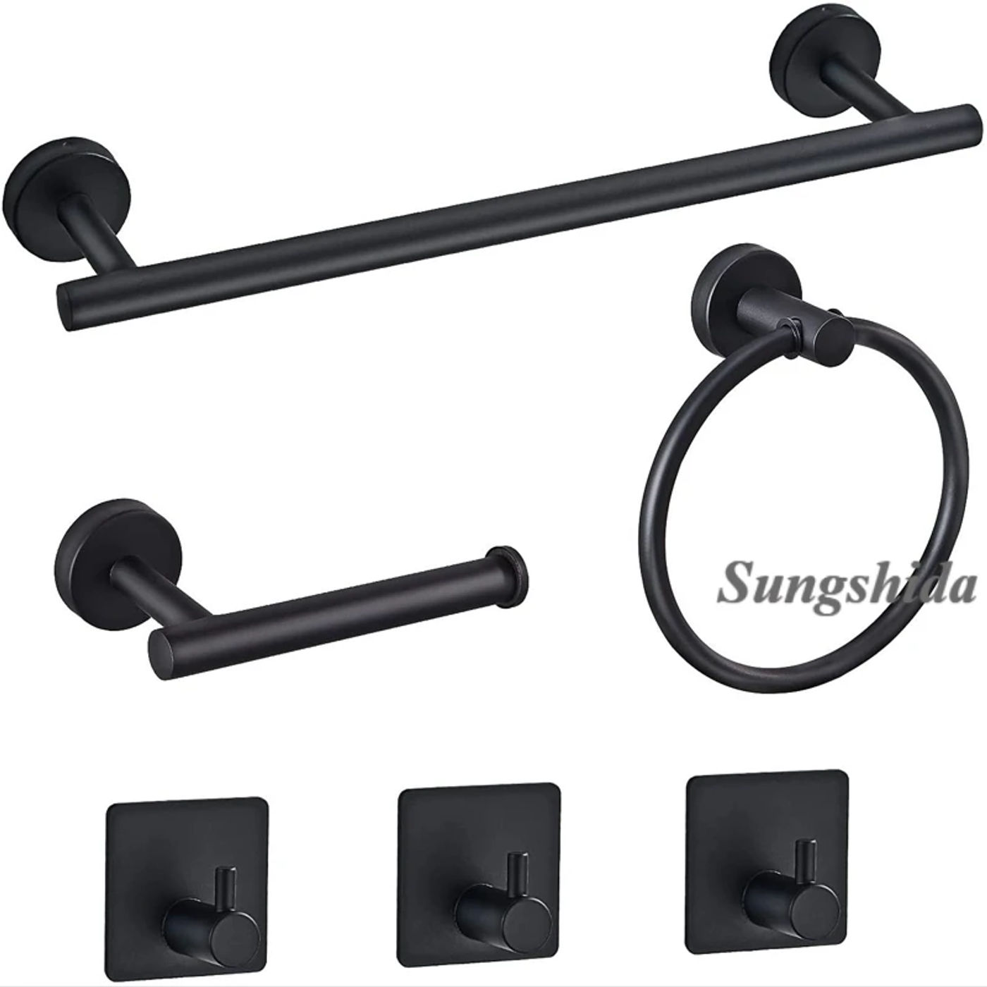 Description Picture 3 of itemSSD Quality Stainless Steel Bathroom Accessories 6Pcs Kit Hardware Towel Bars Towel Rings Toilet Paper Holder Robe Hooks