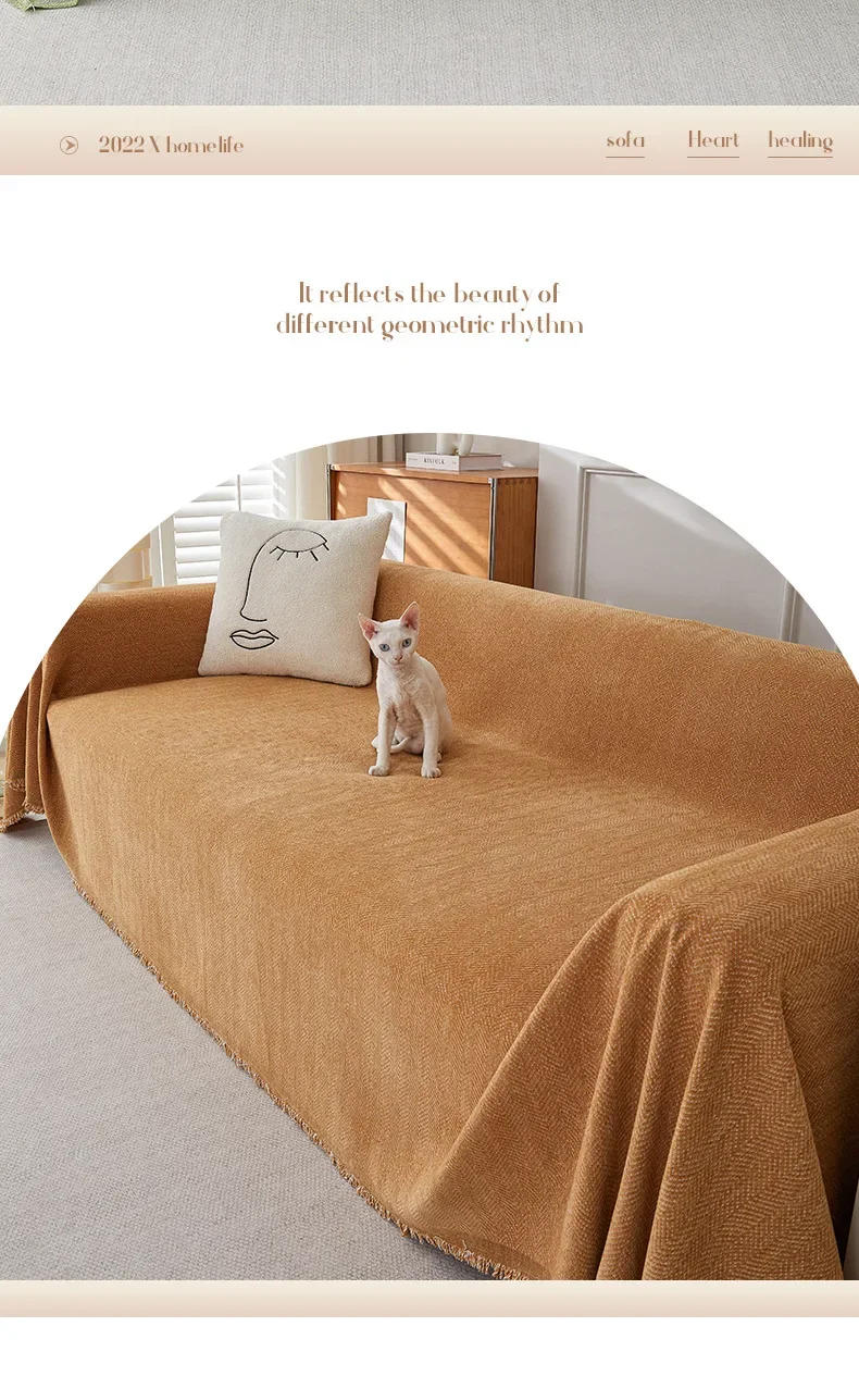 Description Picture 5 of itemThicken chenille cotton thread Sofa Cover Sofa Blanket simple cushion ins wind sand hair towel fashion lunch blanket Sofa Towel