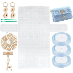 DIY Knitting Crochet Bags Kit Mesh Plastic Canvas Sheets Ribbon Set for DIY Craft Shoulder Bags Accessories Tool with Knitting