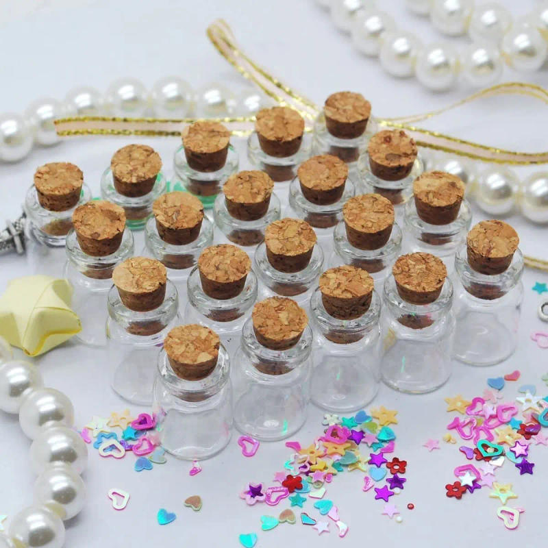 Description Picture 5 of itemMini Clear Glass Bottles with Cork Stopper Empty Message Bottles Spice Bottle DIY Wishing Drifting Bottle Party Decor Favors