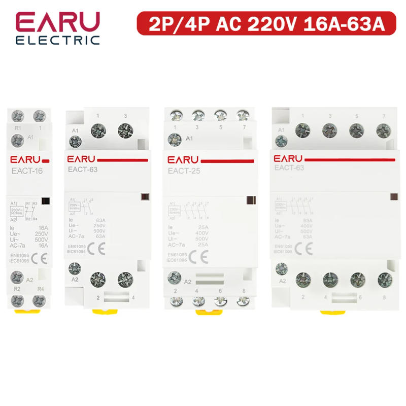 Description Picture 4 of item2P 4P 16A 20A 25A 32A 50A 40A 63A AC 220V 50/60Hz Din Rail Household Modular AC Contactor Switch Controller DIY Smart Home Hotel