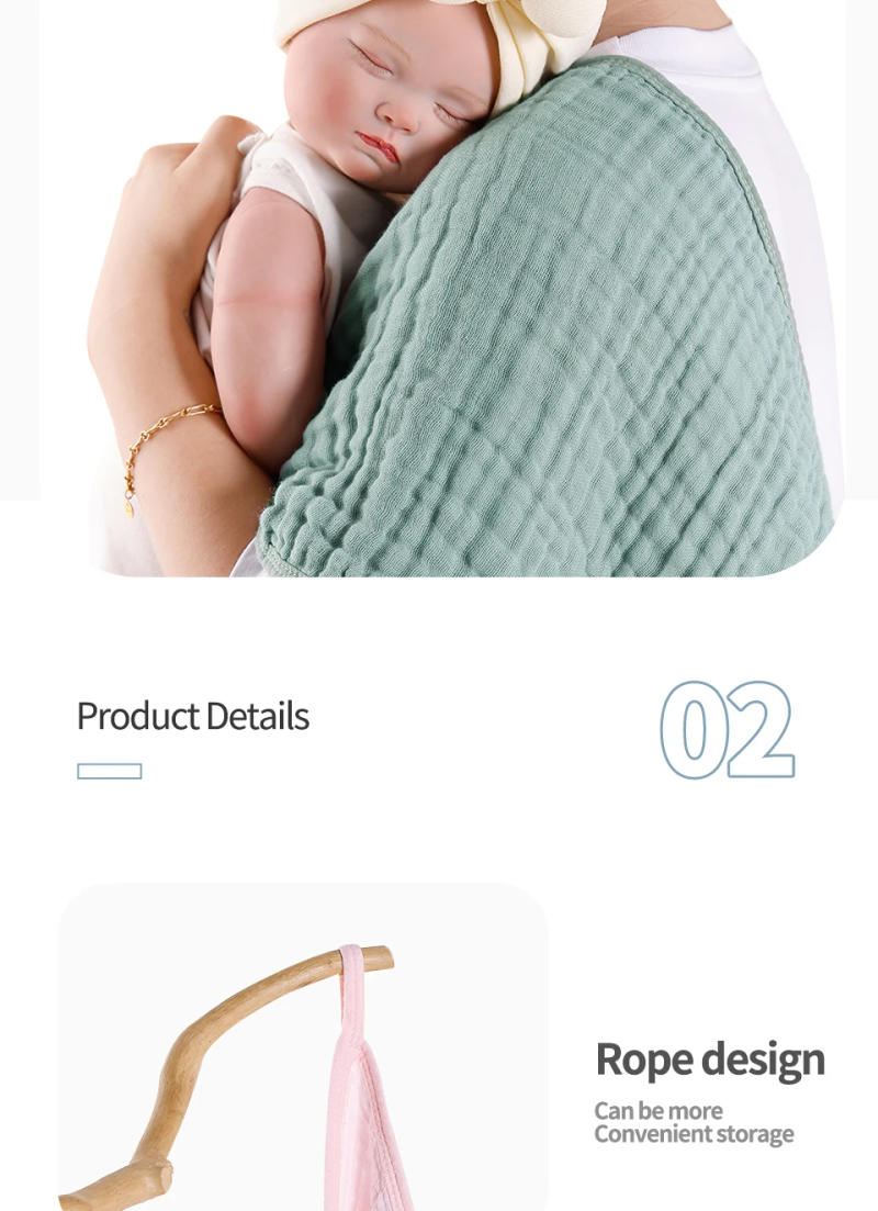 Description Picture 6 of item6 Pcs/Set Baby Towel 100% Cotton Soft Farbic Washable Reusable Solid Colors Kid Face Wash Wipe Hand Newborn Stuff Handkerchief