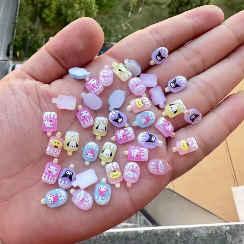 Description Picture 6 of item70Pcs Kawaii Nail Art Charms Cartoon Sanrioed Hello Kitty Kuromi Nail Rhinestone Gems For Manicure DIY Crafts,Charms Size 7-12mm