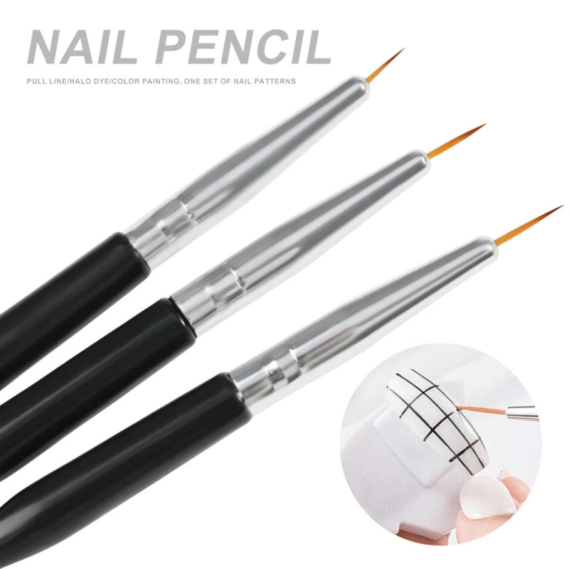 Description Picture 5 of item3Pcs/set Double-Ended Nail Art Brushes French Stripe Liner Ultra-thin Line Drawing Pen UV Gel Painting Brushes Manicure Tools