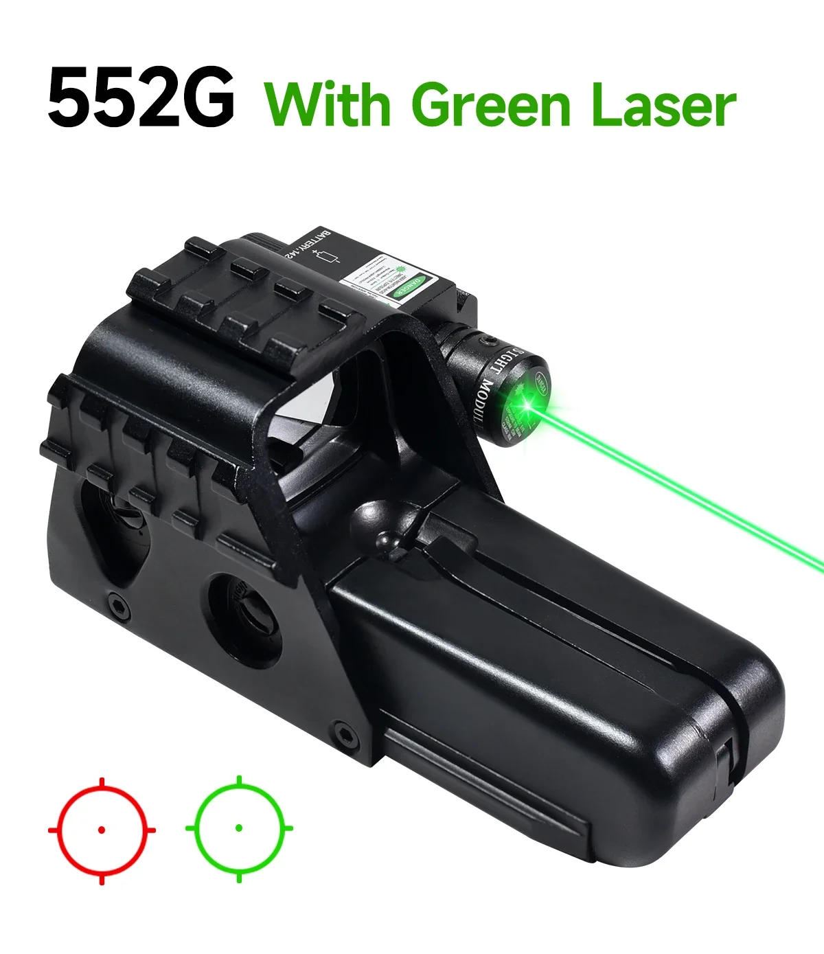 Description Picture 4 of item552G Red Green Dot Sight Tactical Optics Holographic Riflescope Hunting Shooting Collimator Airsoft Scope for 20mm Rail Mount