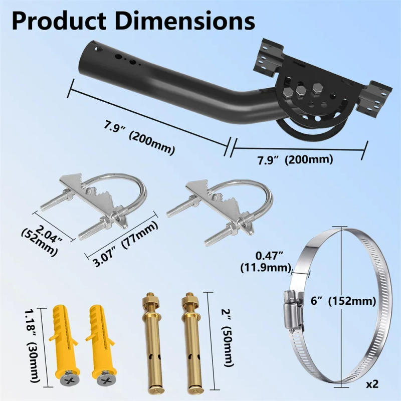 Description Picture 3 of itemMounting J Bracket For Starlink V2 Dish Starlink Adjustable Access Point AP CPE TV antenna WiFi Extender,Weather Station Shelf