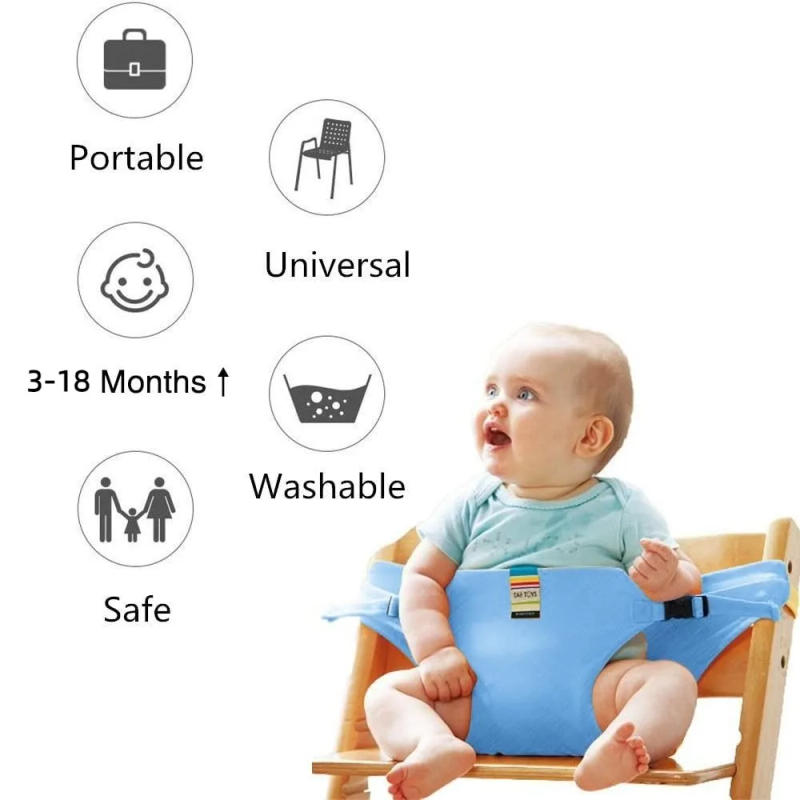 Description Picture 4 of itemPortable Baby Dining Chair Fixed Belt Washable Baby High Seat Strap Outsidoor Infant Feeding Dinning Cover Seat with Safety Belt