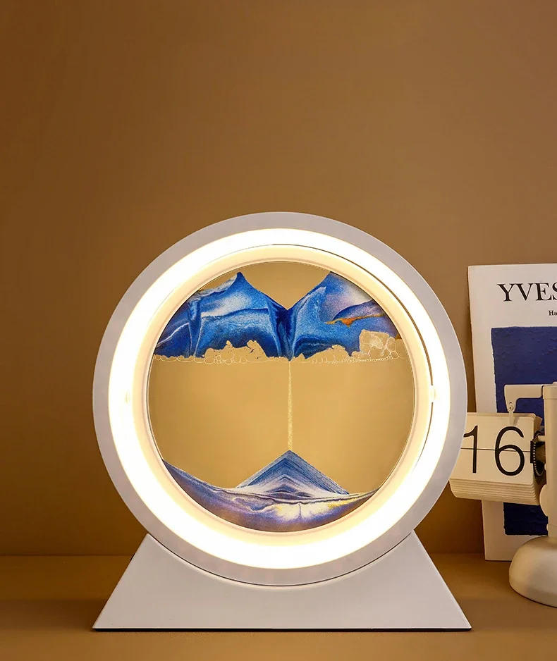 Description Picture 4 of itemQuicksand Table Lamp Sandscape Moving Sand Art LED 3D Hourglass  Night Light USB Flowing Sand Painting Bedside Lamps Home Decor