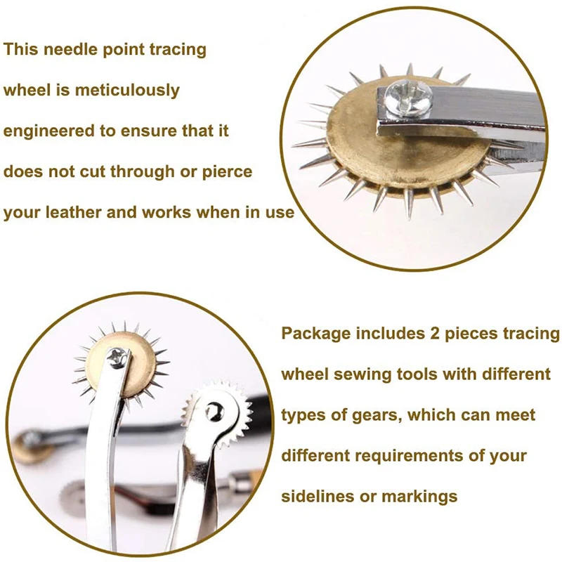 Description Picture 3 of itemLeather Sewing Stitch Roulette Marker Tracing Wheel Sewing Tool Sets Practical Wood Handle Wheel Tool for Leathercraft