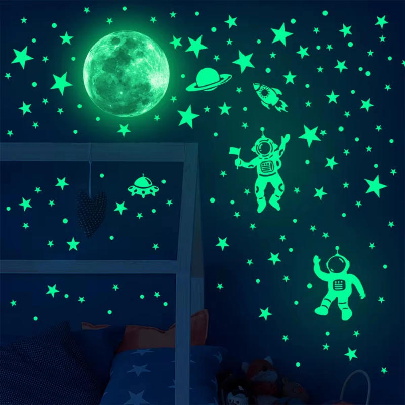 Description Picture 2 of item3D Luminous Moon Stars Wall Stickers for Kids Room Bedroom Decor Glow in The Dark Earth DIY Stickers Fluorescent Home Decor