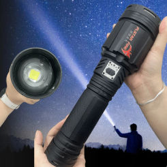 24000MAH 15000LM Super Bright LED Flashlight Long Range Zoomable USB Charging Torch Outdoor Camping Waterproof Tactical Lantern
