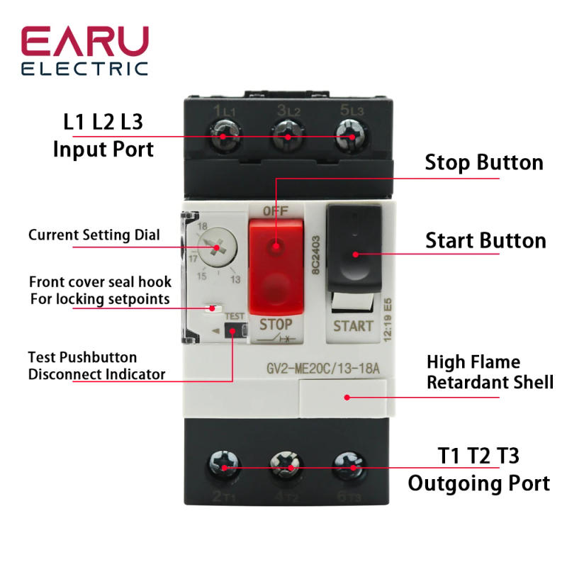 Description Picture 4 of item3P Motor Starter GV2ME Series Motor Protector Motor Circuit Breaker Push Button Thermal Magnetic Type Motor Breaker MPCB Factory