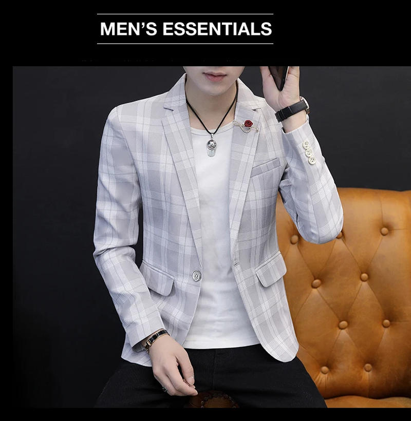 Description Picture 6 of item2023 New Format Handsome Trend Slim Fashion Handsome All The Trend All The Match Blazer for Men Blazer Hombre Viscose