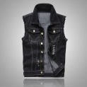 Summer Mens Ripped Denim Vest Male Tank Top Washed Jeans Waistcoat Man Retro Cowboy Hip Hop Sleeveless Jacket for Men