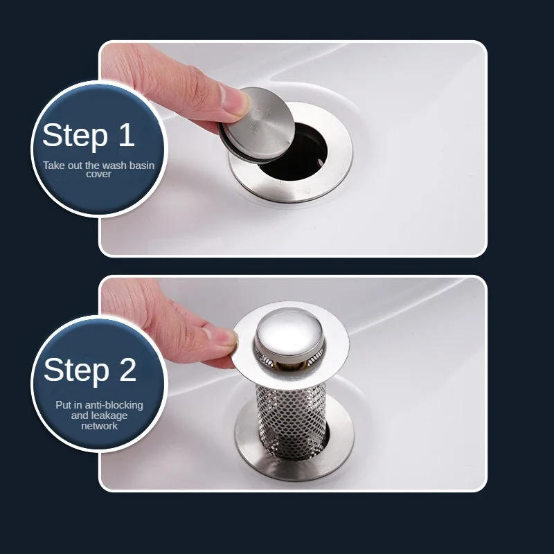 Description Picture 6 of itemStainless Steel Floor Drain Filter Mesh Pop-Up Bounce Core Basin Drain Stopper Shower Hair Catcher Strainer Bathroom Accessories
