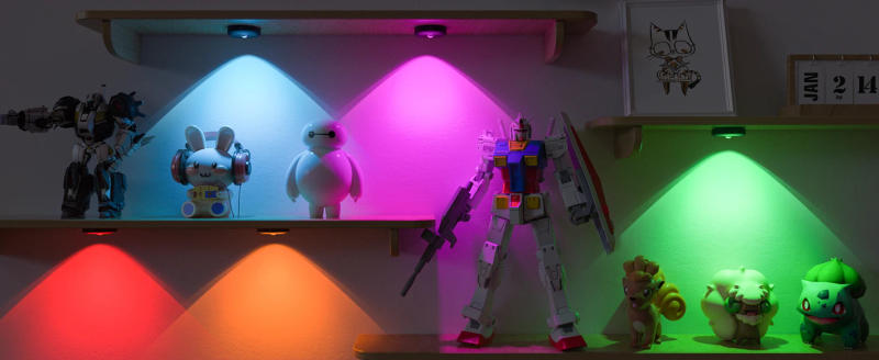 Description Picture 4 of itemWILLED Rechargeable RGB Puck Light with Remote Control 1200mAh Battery Lights, Dimmable Touch Under Cabinet Lighting Night Light