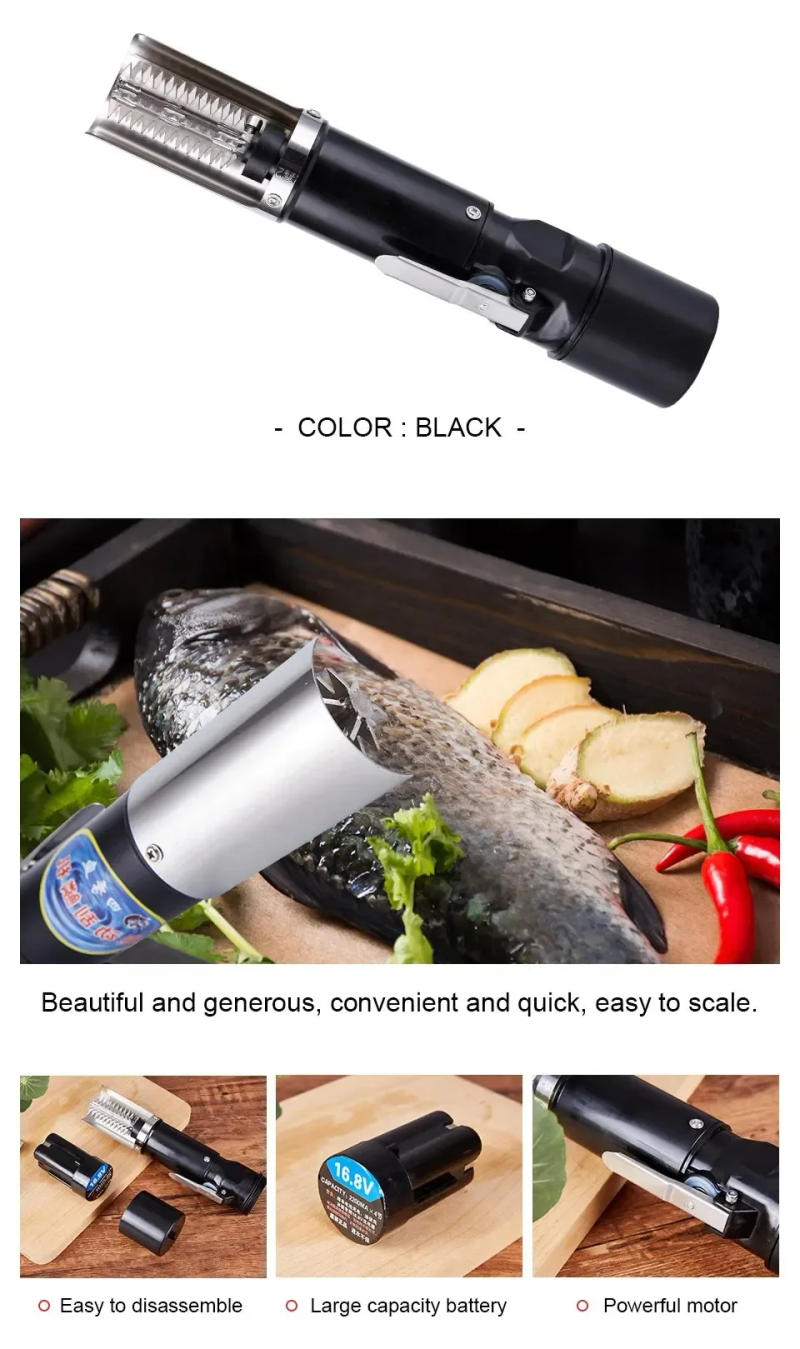 Description Picture 5 of itemSeafood Knif 120W Waterproof Electric Fish Scale Scraper Fishing Clean Easy Fish Stripper Remover Cleaner Tool Charging Adapter