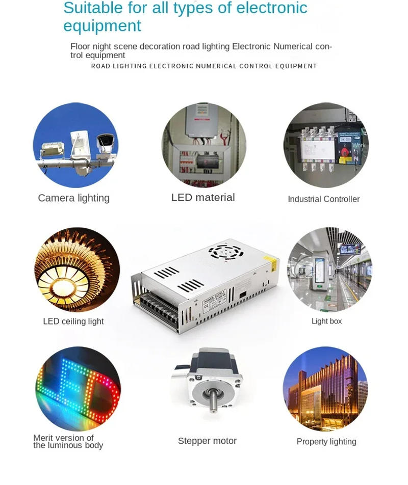 Description Picture 6 of itemNew Power Supply Adjustable AC 110V/220V To DC 5V 12V 24V Power Supply Source Adapter Transformer DC Adapter For LED Strip Light