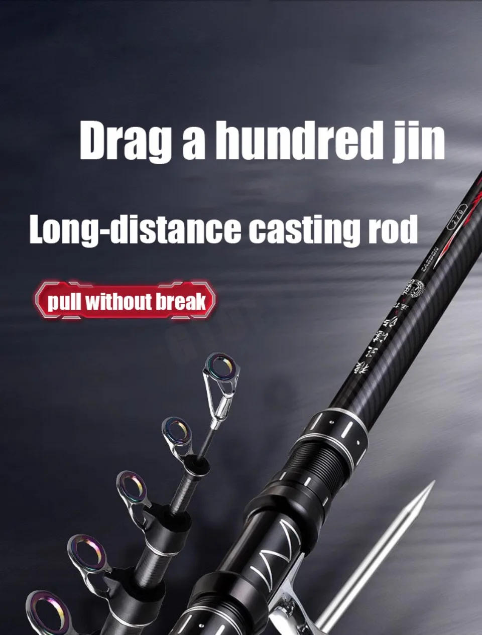 Description Picture 2 of item2.1-4.5M Telescopic Fishing Rod Carbon Spinning Fishing Pole Boat Saltwater Freshwater Beach Rock Surfcasting Baitcasting Rod