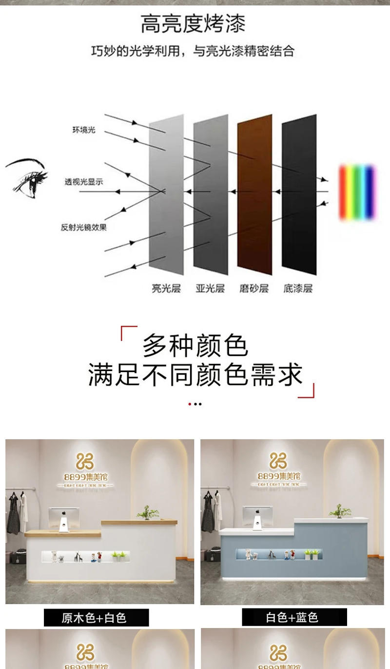 Description Picture 5 of itemLuxury Drawer Reception Desk Information Wood Hotel Reception Desk White Gym Console Recepcion Mostrador Beauty Salon Furniture