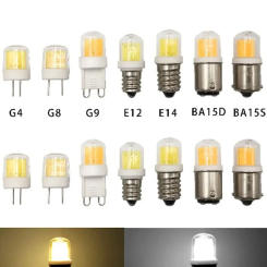 Top Mini LED COB Corn Bulbs BA15D BA15S E11 E12 E14 G4 G8 G9 Replace 45W Halogen Lamps 5W Chandelier Lights Glass Cover+ Ceramic