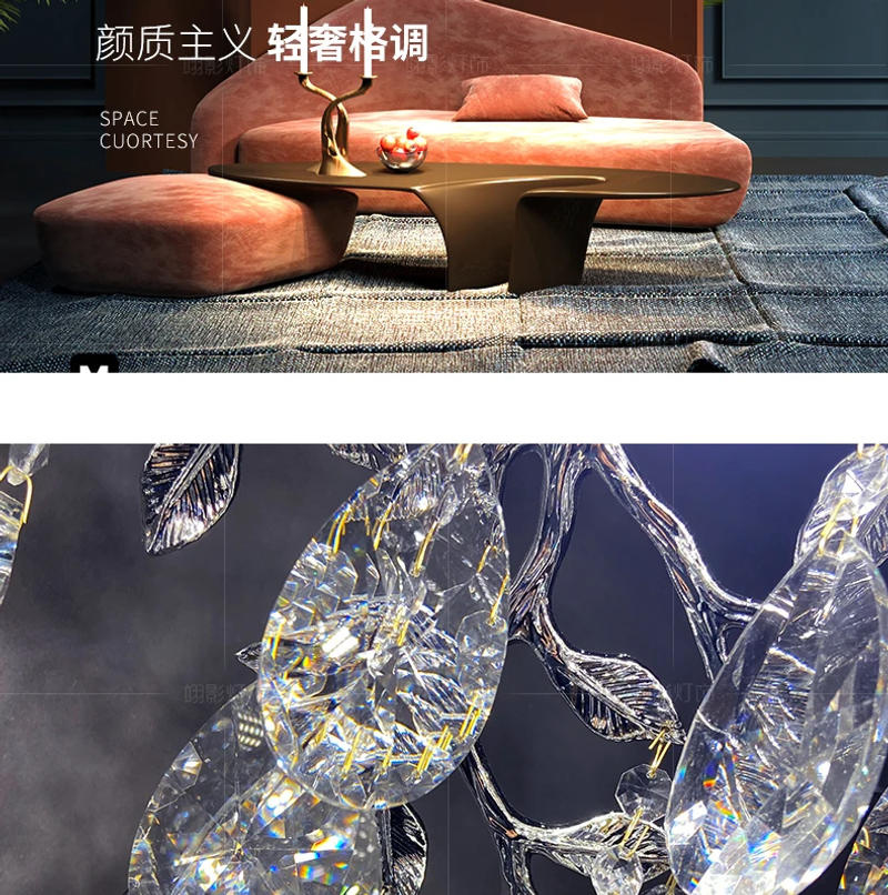 Description Picture 3 of itemItalian Crystal Pendant Light Kitchen Lamp Ceiling Dining Room Pendant Chandelier Luxury Crystal Large Living Room Chandelier