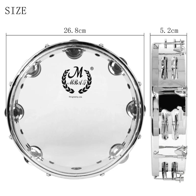 Description Picture 3 of item8/10 Inch Tambourine Adjustable Tone Hand Drum Double Row Drum for Christian Dance Tambourine Orff Percussion Instrument