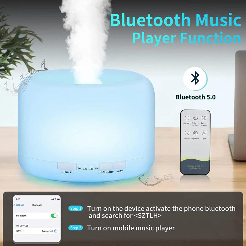 Description Picture 4 of itemUltrasonic Cool Mist Humidifier, Aroma Essential Oil Diffuser 7 Color Night Light with Bluetooth Music Speaker, Auto Shut Off