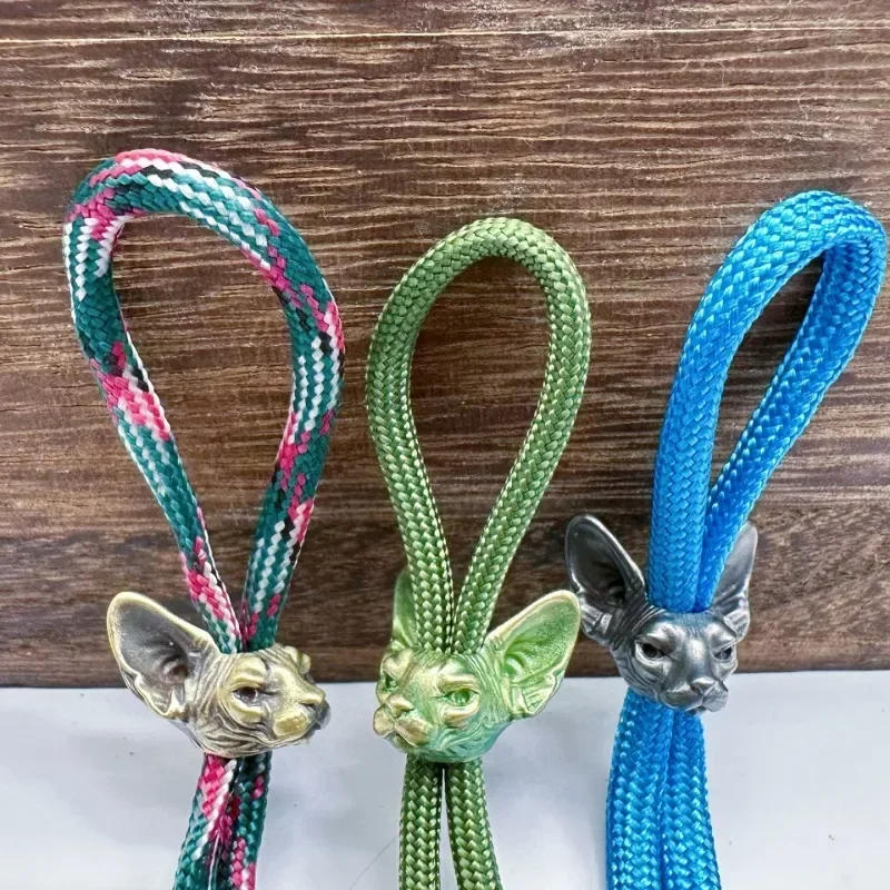 Description Picture 5 of itemHairless Cat Brass Knife Beads Outdoor EDC Umbrella Rope Pendants DIY Paracord Bracelets Accessories Lanyard Hangings