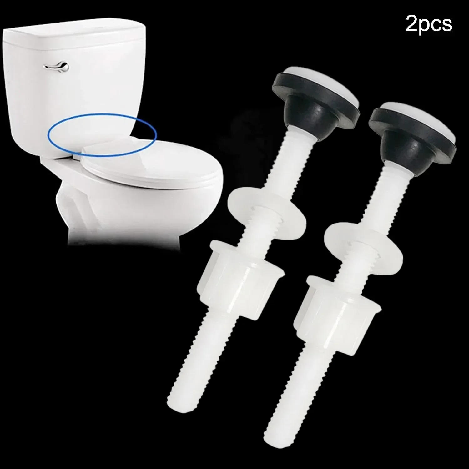 Description Picture 2 of item2pcs Toilet Seat Hinge Bolts Screw Fixing Fitting Kit Toilet Seat Plastic Fastener Repair Accessories