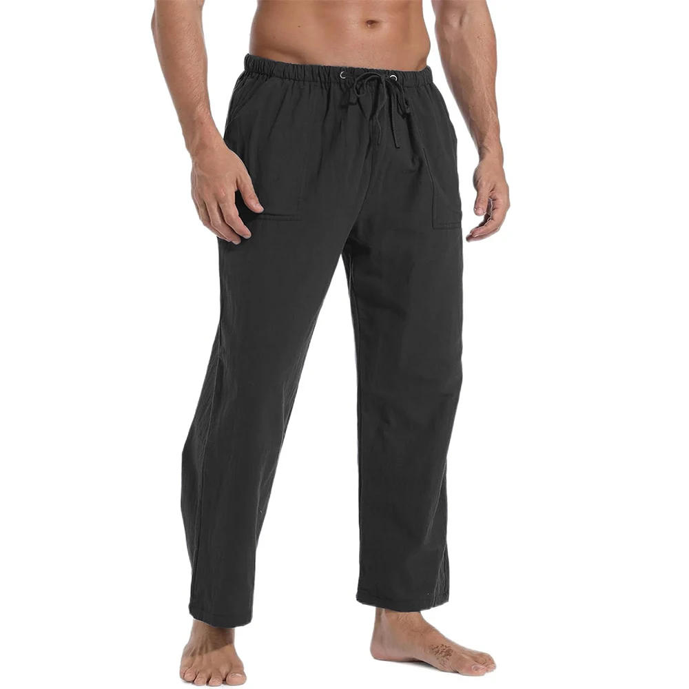 Description Picture 5 of itemSweatpants Solid Color Pants Breathable Yoga Elastic Waist Trouser Male Casual Drawstring Fitness Sport Sportswear Trousers Men